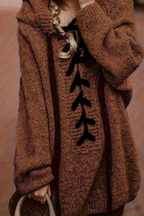 Plus Size, Plus-Size Women's Elegant Hooded Sweater - Long Sleeve Pullover with Adjustable Drawstring Hood, Soft Stretchy Fabric, Machine Washable, Solid Color Casual Winter Fall Tops, Sweater Hoodie, Autumn Apparel, Minimali