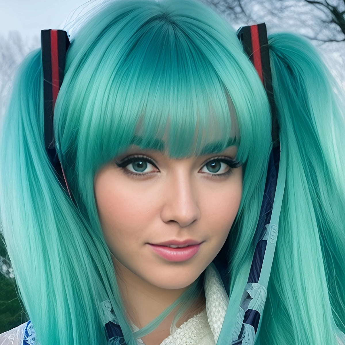 Anime-Inspired Cute Cosplay Headpiece with Red Accents, 3D Printed Twin Tails Hair Accessory, Plastic Material, Hand Wash Only, Animal Party Supplies and Performance Accessories for Festive Gatherings SS69