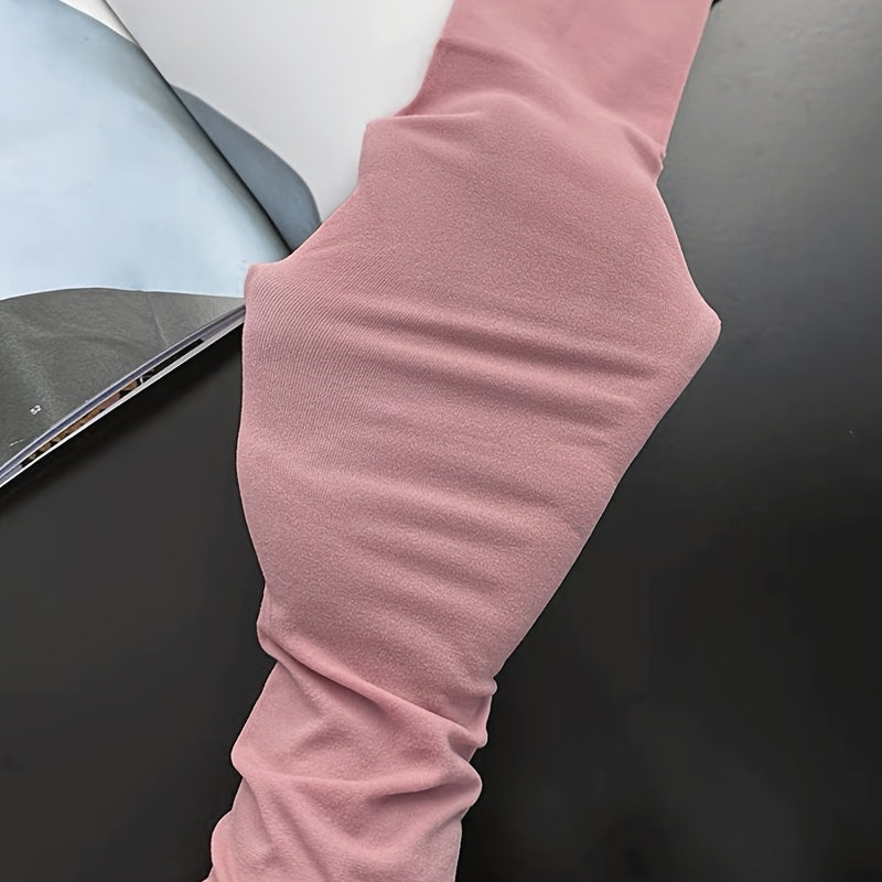 Velvet Pink Tights for Women, Korean Style, High Elasticity, Slimming Fit, Knit Polyester Fabric, 88% Polyester 12% Elastane, Solid Color, Hand Wash/Dry Clean SS69