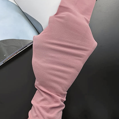 Velvet Pink Tights for Women, Korean Style, High Elasticity, Slimming Fit, Knit Polyester Fabric, 88% Polyester 12% Elastane, Solid Color, Hand Wash/Dry Clean SS69