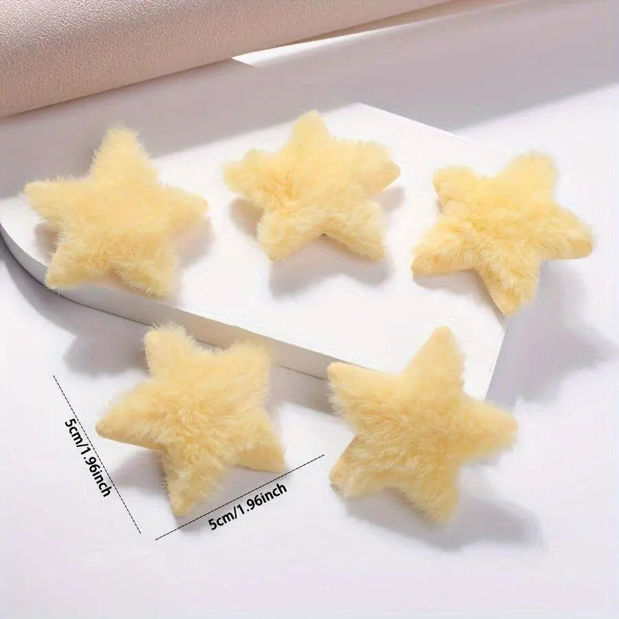 5PCS Fluffy Star Hair Clips Yellow Star Hairpins Star Hair Clips Cute Hair Clips Fluffy Fuzzy Hair Clips Soft & Anti-slip Hair Decor Portable Small Hair Clips Y2k Accessories For Women SS69
