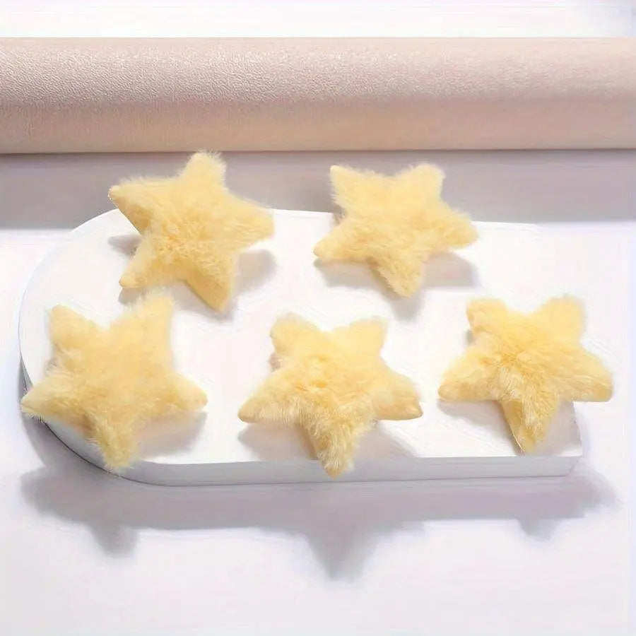 5PCS Fluffy Star Hair Clips Yellow Star Hairpins Star Hair Clips Cute Hair Clips Fluffy Fuzzy Hair Clips Soft & Anti-slip Hair Decor Portable Small Hair Clips Y2k Accessories For Women SS69