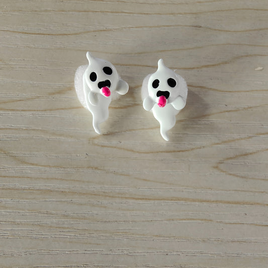 1 Pair Glow-in-the-Dark Halloween Little Ghost Earrings - Cute & Quirky Teenager'S Accessories with Playful Designs, White Alloy, Perfect for Parties & Halloween Celebrations, Halloween Accessories, For Teenager SS69