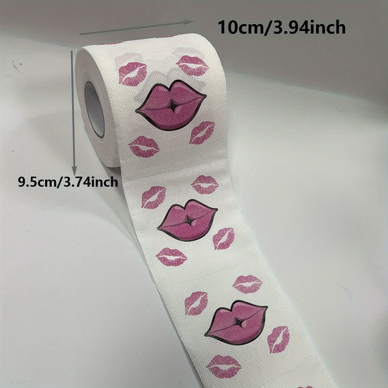 1pc Fun Red Lips Pattern Toilet Paper - 3-Ply, Bleach-Free Wood Pulp Roll for Home Cleaning & Unique Gift Idea SS69 8.69 1 Roll