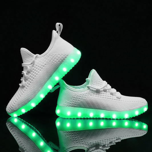 ALCUBIEREE Women'S Neon Glow-in-the-Dark Sneakers with USB Rechargeable Battery & LED Lights - Low-Top Breathable Sneakers with Lace-Up Closure, Festival Footwear, Trendy Footwear, Comfortable Fit, Lightweight Footwear, Fashi