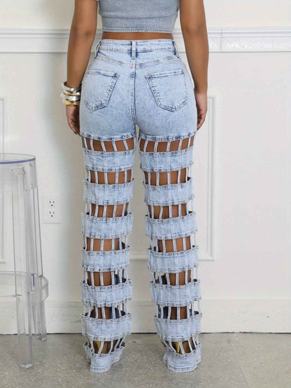 Plus Size - Plus Size - Women'S Plus Size High-Waisted Straight Leg Jeans - Non-Stretchy Structured Fit, Edgy Casual to Formal Pants for Everyday & Party Outfits - Spring/Fall/Summer Jeans for Women, Pair Of Jeans for Women P