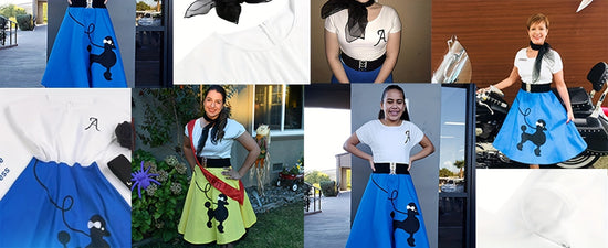 [Retro Skater Dress] Retro Poodle Print Women's Skater Dress | Vintage High Waist Rockabilly Swing Tee Cute Dresses SS69