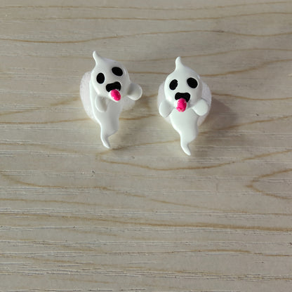 1 Pair Glow-in-the-Dark Halloween Little Ghost Earrings - Cute & Quirky Teenager'S Accessories with Playful Designs, White Alloy, Perfect for Parties & Halloween Celebrations, Halloween Accessories, For Teenager SS69