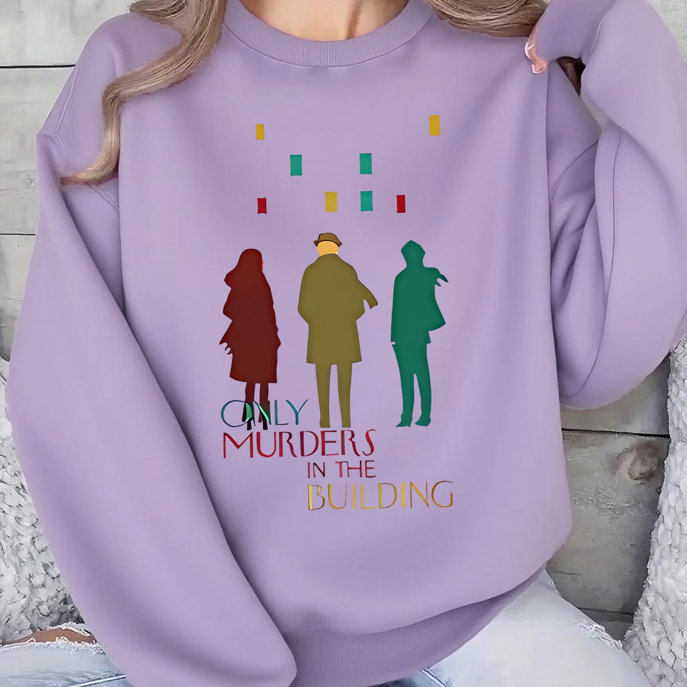 Women'S Sweater - TV Show Inspired Murder in the Building Graphic Pullover, Lightweight Crewneck Sweater for Fans, Birthday/Graduation Gift, Everyday & Special Occasion Outfit - Soft Women'S Sweater, Holiday Clothing, Comfort SS69 19.69 Lavender / XL