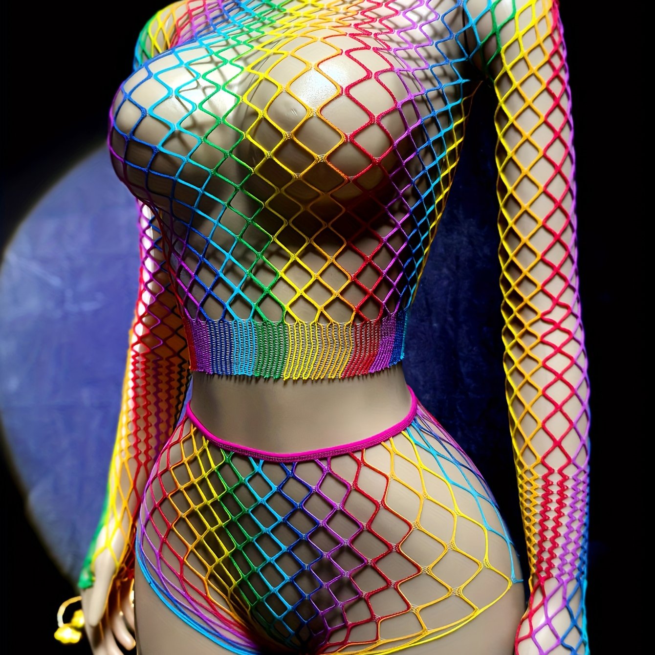 1pc Women's Sexy Plus Size Cover Up - Long Sleeve One-Shoulder Bodycon Beach Dress, Stretchy Fishnet Fabric for Poolside, Vacation, Club Outfits - Sexy Clubwear Without Bikini Needed, Poolside Coverup, Offshoulder Design, Hig SS69 14.69 Multicolor / Asian One-size