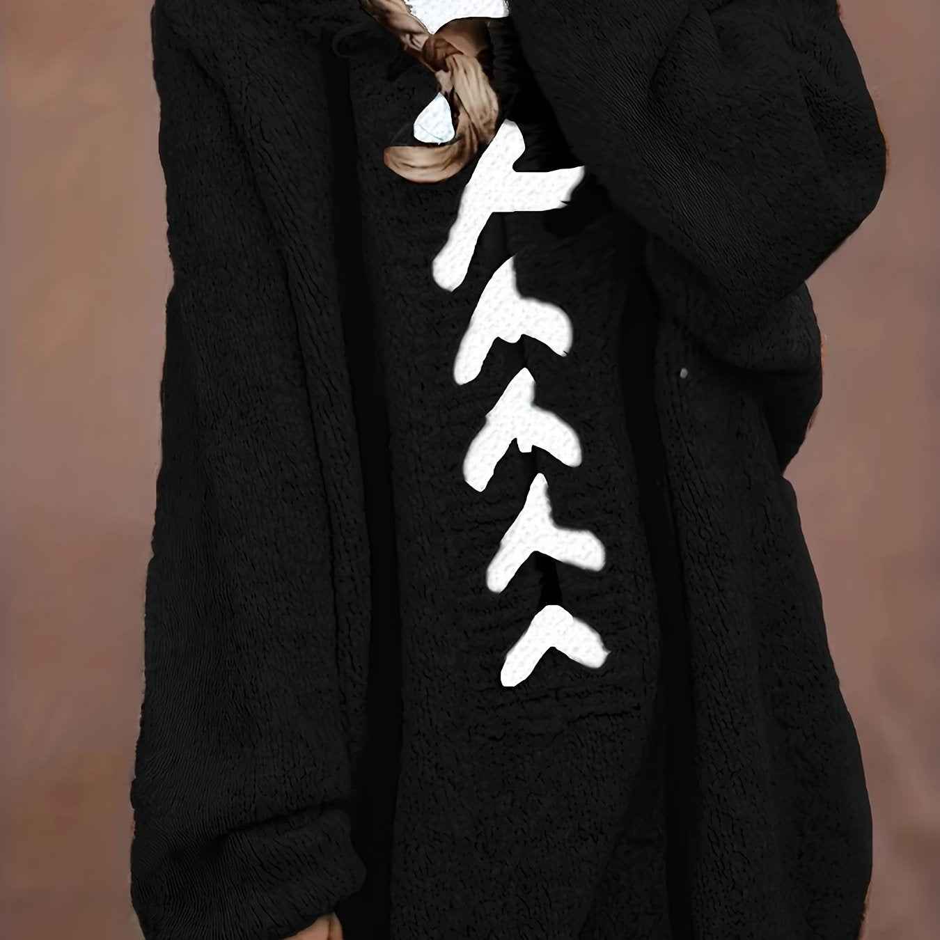 Plus Size, Plus-Size Women's Elegant Hooded Sweater - Long Sleeve Pullover with Adjustable Drawstring Hood, Soft Stretchy Fabric, Machine Washable, Solid Color Casual Winter Fall Tops, Sweater Hoodie, Autumn Apparel, Minimali