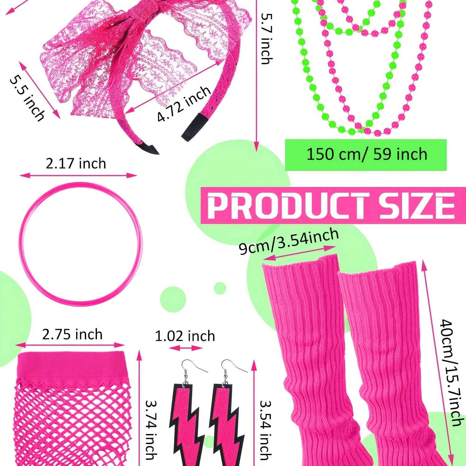 Bracelet Packs 19pcs 80s Costume Set T Shirt Leggings Tutu Skirt Headband Necklace Bracelets Earrings Gloves Leg Warmers For Women (Black Leggings, X-Large)
