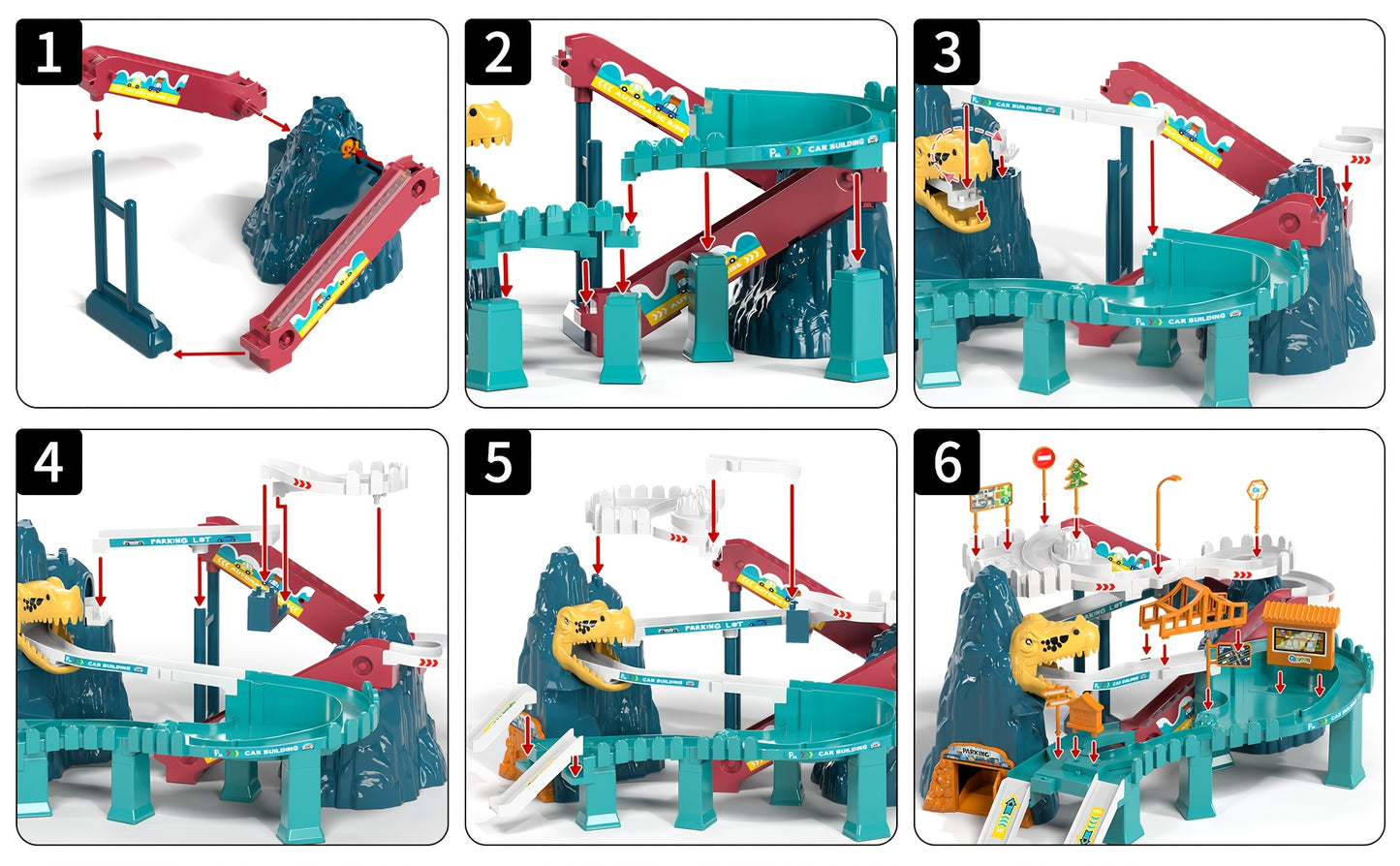 Dinosaur-Themed Racing Track Designed for Toddlers, Featuring a Toy Car Ramp And a Playset That Includes 10 Cars, Suitable for Children Aged 3 to 8 Years.