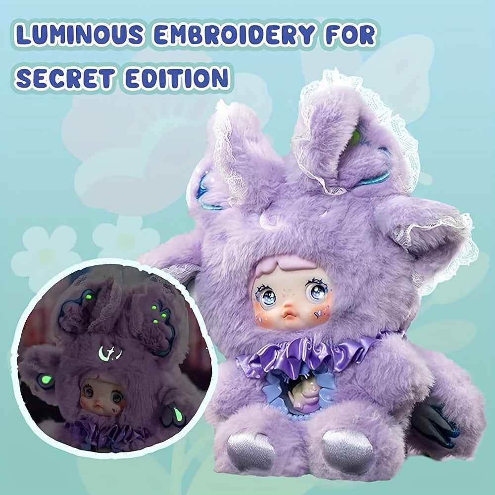 1pc Nommi Figures - Kawaii Anime-style Plush Doll with Expressive Eyes & Fluffy Ears, Soft Vinyl Collectible Figure in Black/Purple/Blue/Pink/Gray/White/Red/Yellow - Cute Birthday Party Favors, Holiday Gifts, Display Decor fo