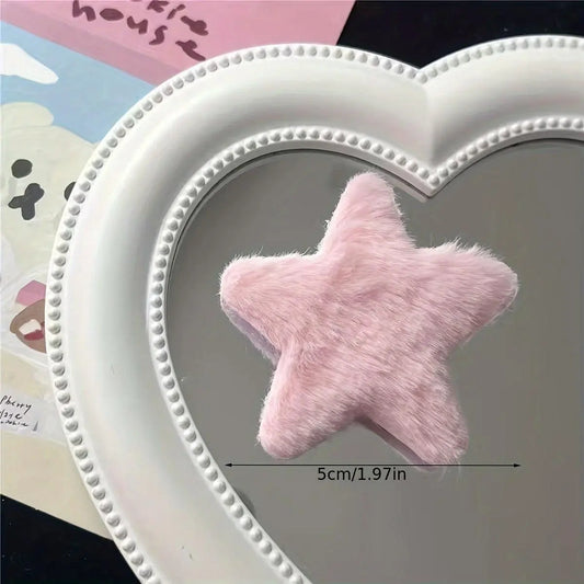 5pcs Y2K Inspired Colorful Star Plush Hair Clips - Cute Pentagram Barrettes for Girls - SS69