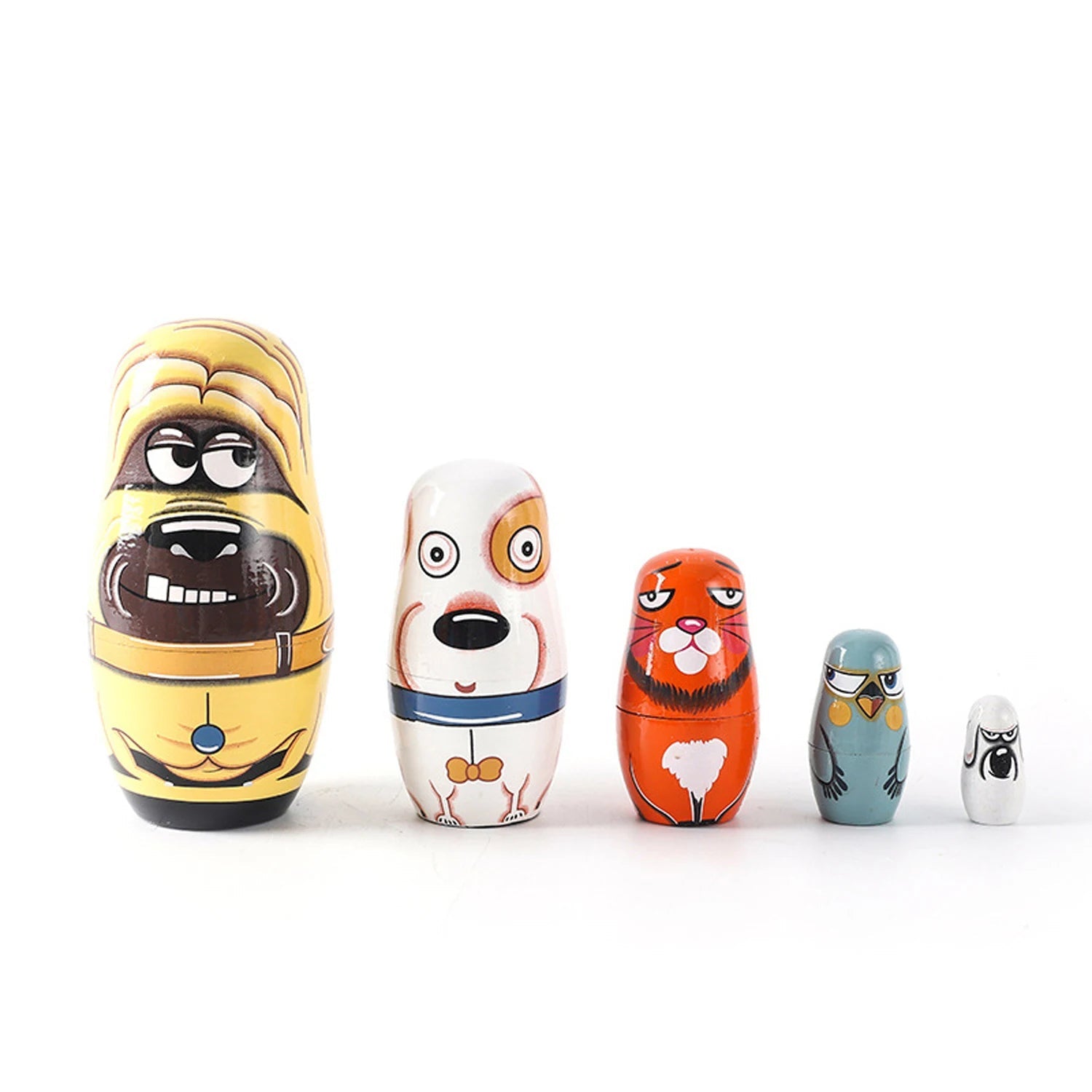5PCS Montessori Nesting Doll Toy Wooden Russian Matryoshka Doll Hand Paint Toys Craft Toys Home Decoration Kids Christmas Gifts - SS69