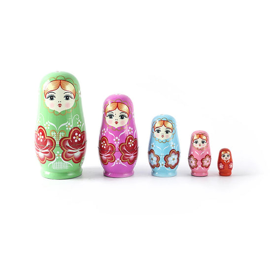 5PCS Montessori Nesting Doll Toy Wooden Russian Matryoshka Doll Hand Paint Toys Craft Toys Home Decoration Kids Christmas Gifts - SS69