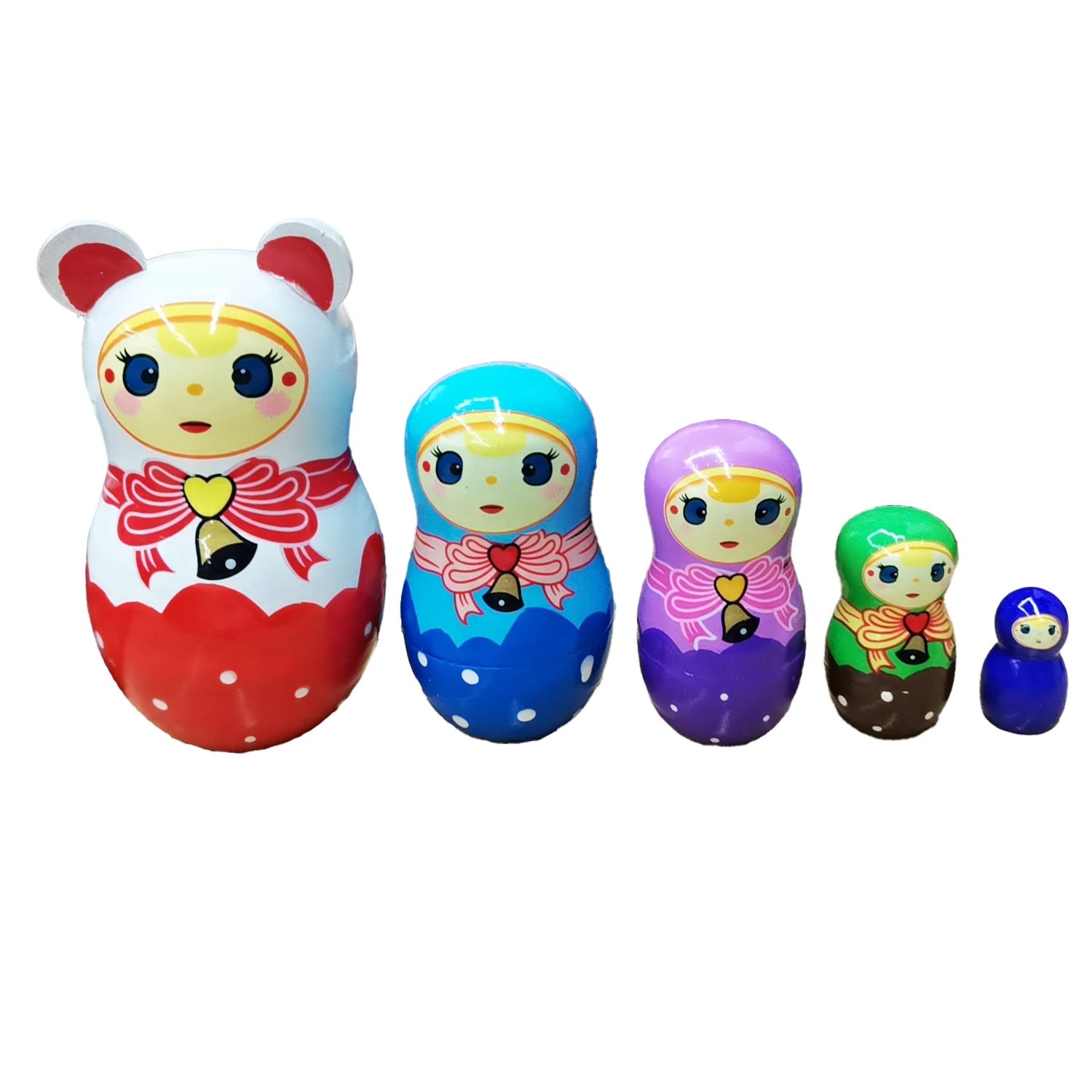 5PCS Montessori Nesting Doll Toy Wooden Russian Matryoshka Doll Hand Paint Toys Craft Toys Home Decoration Kids Christmas Gifts - SS69