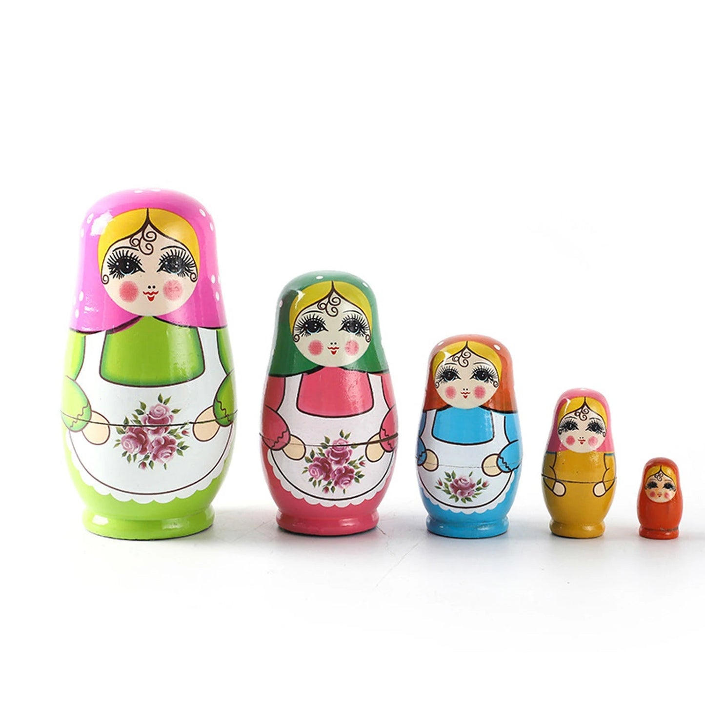 5PCS Montessori Nesting Doll Toy Wooden Russian Matryoshka Doll Hand Paint Toys Craft Toys Home Decoration Kids Christmas Gifts - SS69