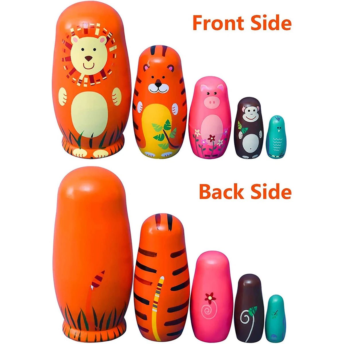 5PCS Montessori Nesting Doll Toy Wooden Russian Matryoshka Doll Hand Paint Toys Craft Toys Home Decoration Kids Christmas Gifts - SS69