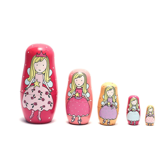 5PCS Montessori Nesting Doll Toy Wooden Russian Matryoshka Doll Hand Paint Toys Craft Toys Home Decoration Kids Christmas Gifts - SS69
