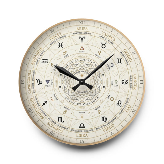 Astrology Zodiac Acrylic Wall Clock — Vintage Horoscope Decor