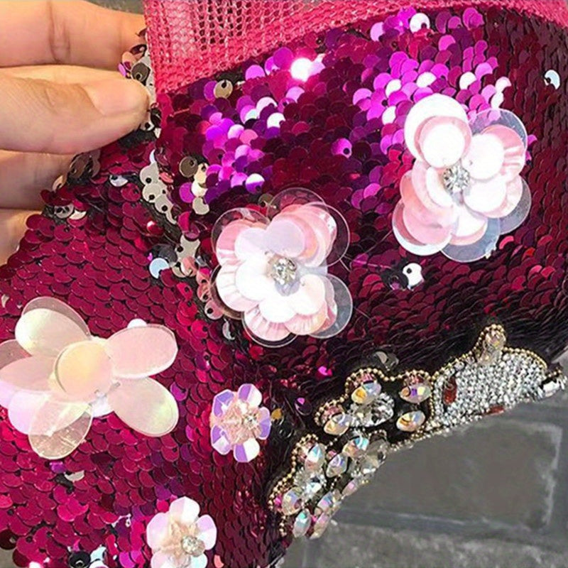 [Anime Baseball Cap] Anime Theme Women's Fashion Baseball Cap - Breathable Mesh, Adjustable Fit, Rhinestones and Floral Embellishments, Hot-stamping Craftsmanship, Sparkling Sequin Duckbill Hat, Carnival/Mardi Gras/Masquerade SS69