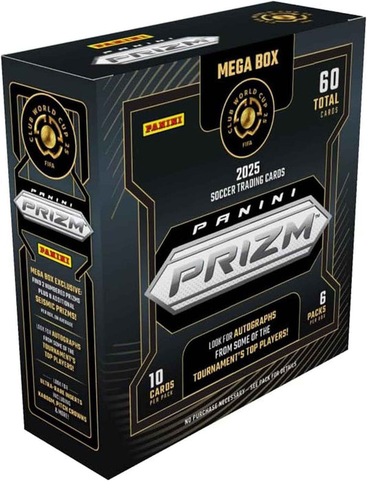 2025 Panini Prizm FIFA Club World Cup Soccer Mega Box – Exclusive Prizms, Rookies & Inserts – FIFA Official Trading Cards