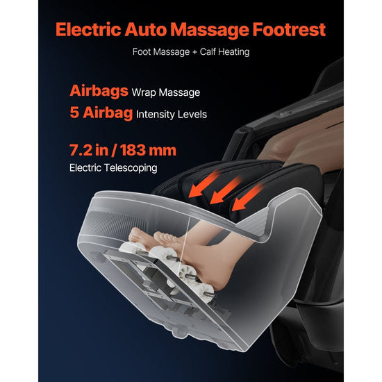 VEVOR Dual-Core 4D+3D Full Body Massage Chair, with Extended SL Track, Deep Yoga Stretch, Electric Extendable Footrest, TFT, AI Voice Control, Heat, Airbags, Armrest Controls, Wheels SS69