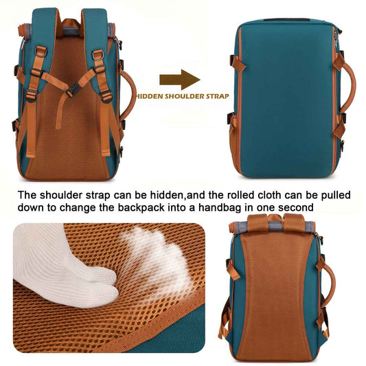 [Large Multifunctional] Large Multifunctional Backpack | Convertible, Laptop & Shoe Compartment, Zipper Closure, Adjustable Strap, Lining, Royal