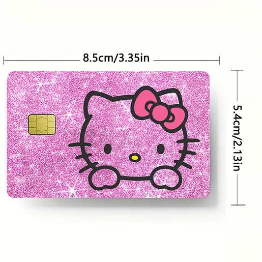 1 set of 2 HelloKitty credit card stickers, Silvery Laser self-adhesive black Kuromi PVC card stickers, bus card stickers, stored value card skin stickers SS69