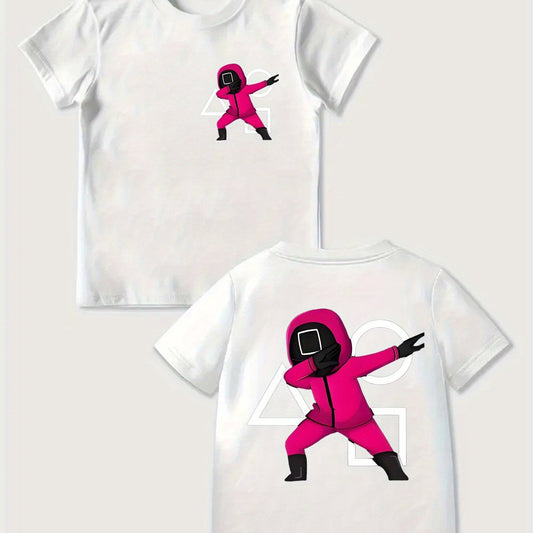 "Squid Dance" 2D Print Trendy And Unique Boys' T-Shirt, Casual Short-Sleeve Lucky And Comfortable Summer Outdoor Top. SS69 12.69 White / 13-14Y