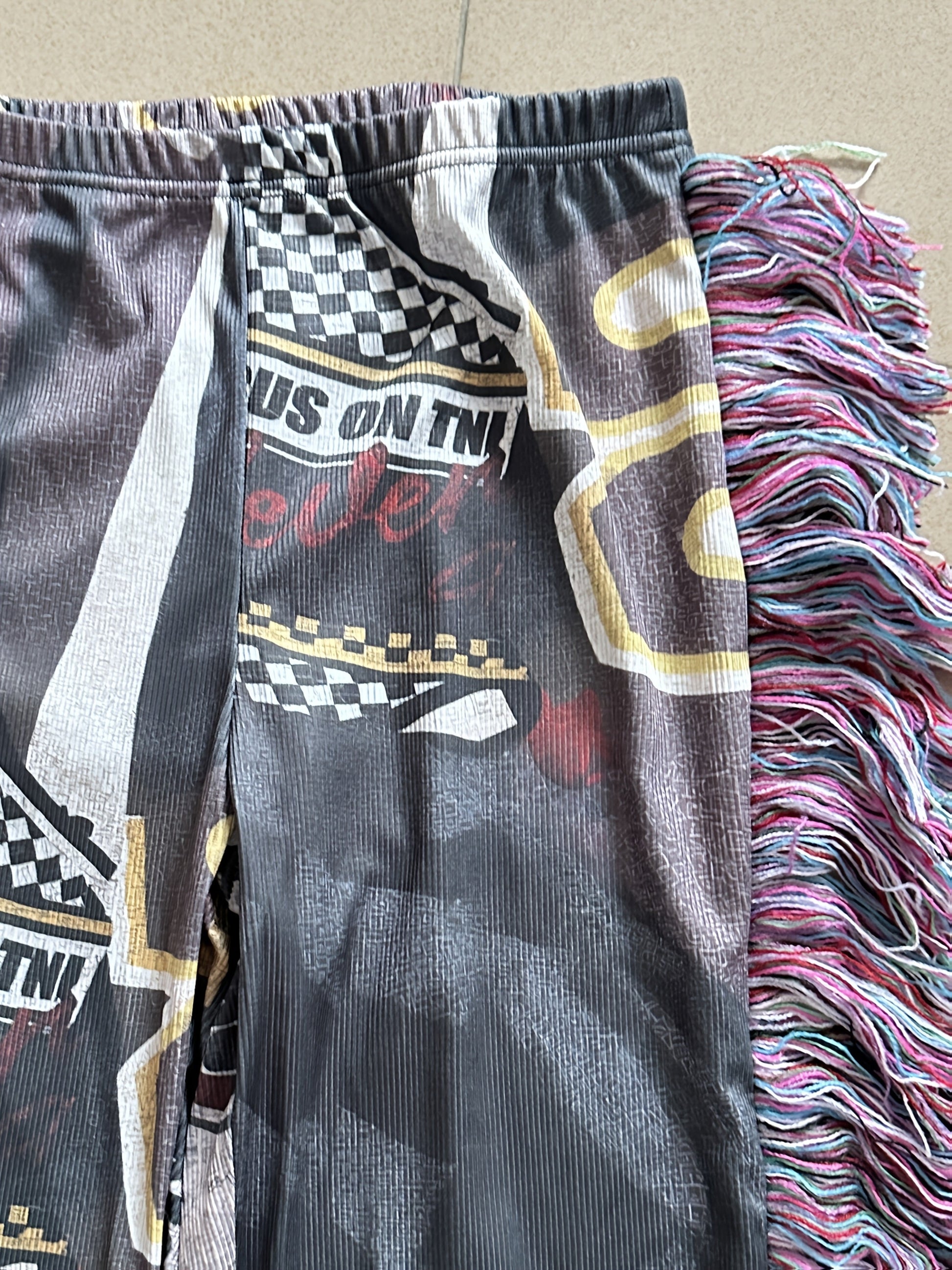 [Vibrant Graphic Pants] Vibrant Graphic Women's Straight-Leg Pants | Fringe Hem & Tassel Details, All-Season Machine Washable Comfort for Casual Attire SS69