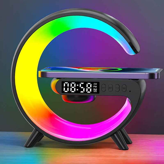 RGB Night Light with 256 Color Changes Fast Wireless Charging Phone Bedside Lamp Ambient Lighting Bluetooth Speaker Alarm Simulation Clock Timer Desktop Decor Smart Home for Samsung for iPhone 17 AirPods Sunrise Simulation Fu