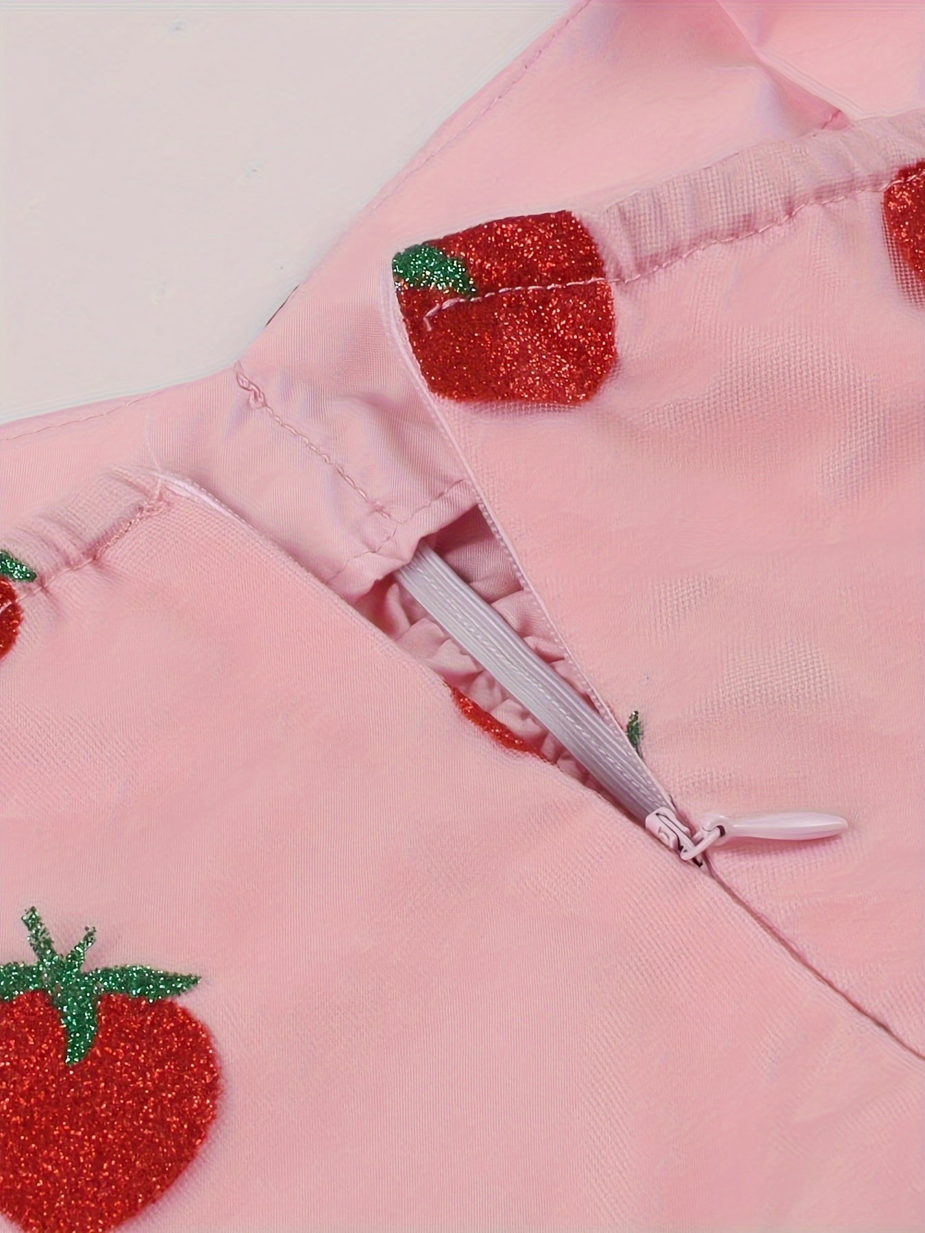 Women's 1950s Retro Vintage Dress Adjustable Spaghetti Straps Mesh Strawberry Swing Dress Cocktail Dress SS69