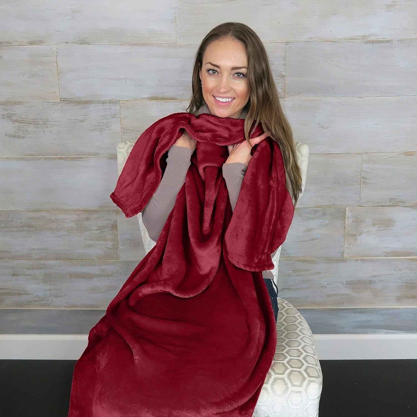 Travel Blanket and Pillow - Ultra-Soft, Compact & Lightweight, 65x40 Inches, with Carry Case, Luggage Sleeve & Backpack Clip for Airplane Comfort