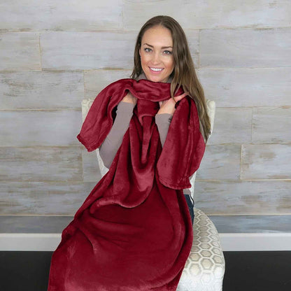 Travel Blanket and Pillow - Ultra-Soft, Compact & Lightweight, 65x40 Inches, with Carry Case, Luggage Sleeve & Backpack Clip for Airplane Comfort