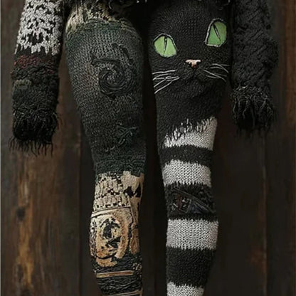 Women'S Gothic Black & Green Halloween Leggings - Stretch Slim Fit Full-Length Pants with Bat, Witch, Skull & Haunted House Print - Machine Washable Retro Style Spooky Party Costume for Masquerade, Themed Events & Casual Wear SS69 18.69 Black / XXL