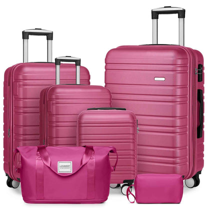 6pcs Women's Expandable Hardside Luggage Set with TSA Lock - Lightweight ABS Suitcase Collection, Spinner Wheel System & Telescopic Handle, Multi-Color Options (Sky / /////) for Carry-On & Checked