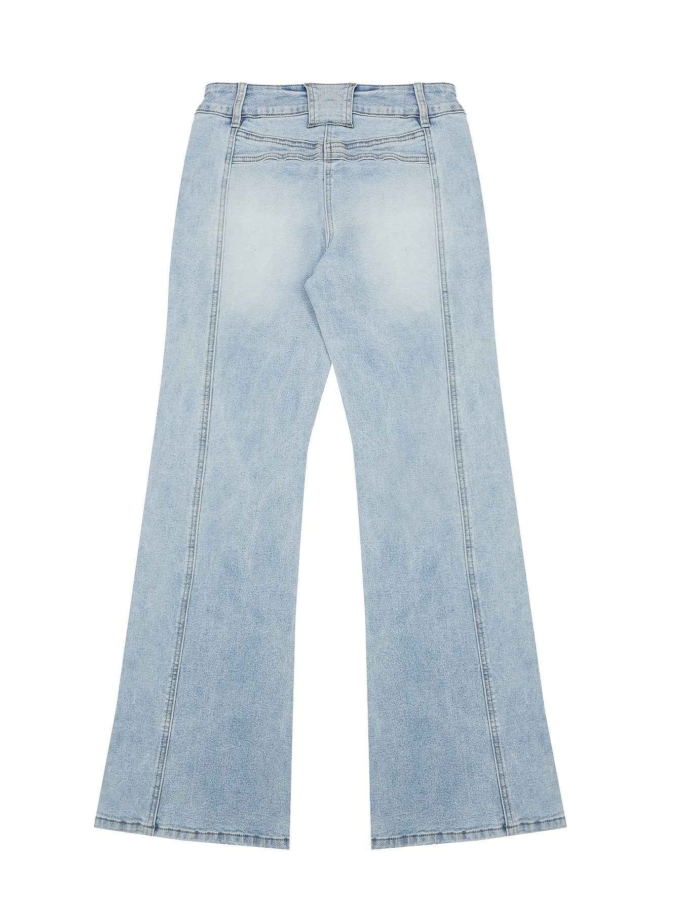 Women's Vintage Y2K Low-Rise Slim-Fit Flared Bell-Bottom Jeans Pants - Full-Length -Sweeping Trousers with Internal Zipper Closure, Machine Washable Retro for Casual Streetwear (Spring Summer Fall)