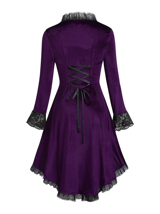 Plus Size, Women's Plus Size Gothic Lace Dress Suitable for Weddings & Formal Events - Elegant Fitted Bodice & Full Dress, Machine Washable, Spring/Fall Wedding Guest Dress or Prom Dress