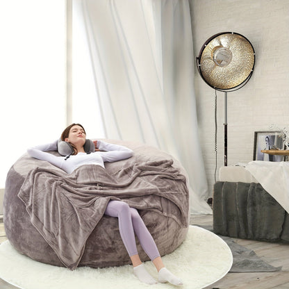 Bean Bag Chair(Give 3 Gifts:U-shape Pillow, Blanket Pillow, 6FT Carpet)Comfy Lazy Sofa Bed, Including 50 Pounds Of Filler, Large 6' Bean Bags With Memory Foam Filled, Large Beanbag Chairs Soft Sofa With Flannel Cover SS69