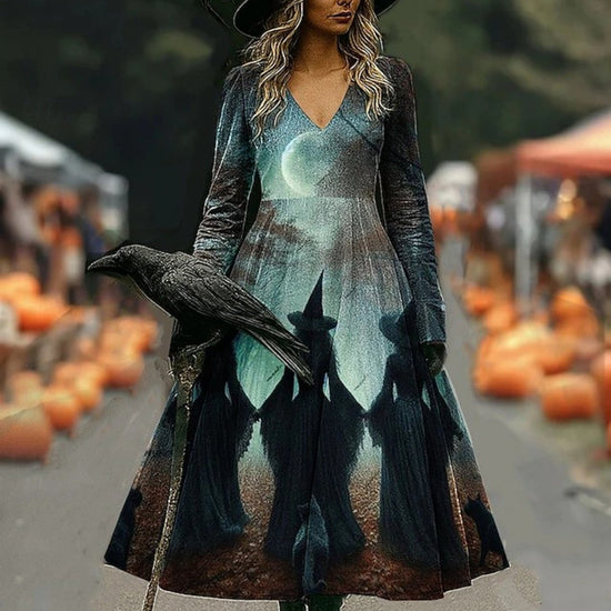 Women'S Gothic Victorian-Inspired V-Neck Long Dress with Ruffled Hem & A-Line Silhouette - Warm Breathable Winter Dress, Loose-Fit Long Sleeve Elegant Party & Everyday Outfit in Deep Purple & Black, Sizes XS-XXL for Themed Ev SS69 26.69 Red / XXL