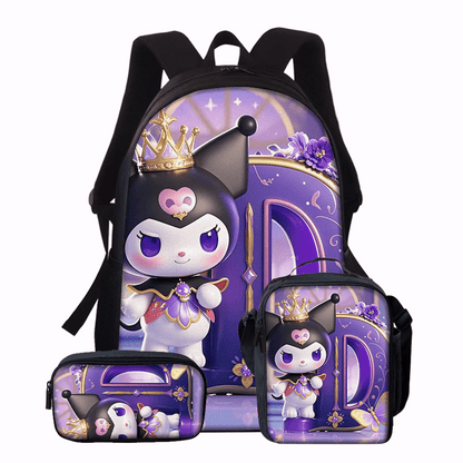 3pcs Sanrio Kuromi Backpack & Lunch Box Set Compatible for Kuromi - Cute Anime School Bag with Laptop Compartment, Large Capacity Bookbag for, Women, (, Kuromi-Themed)