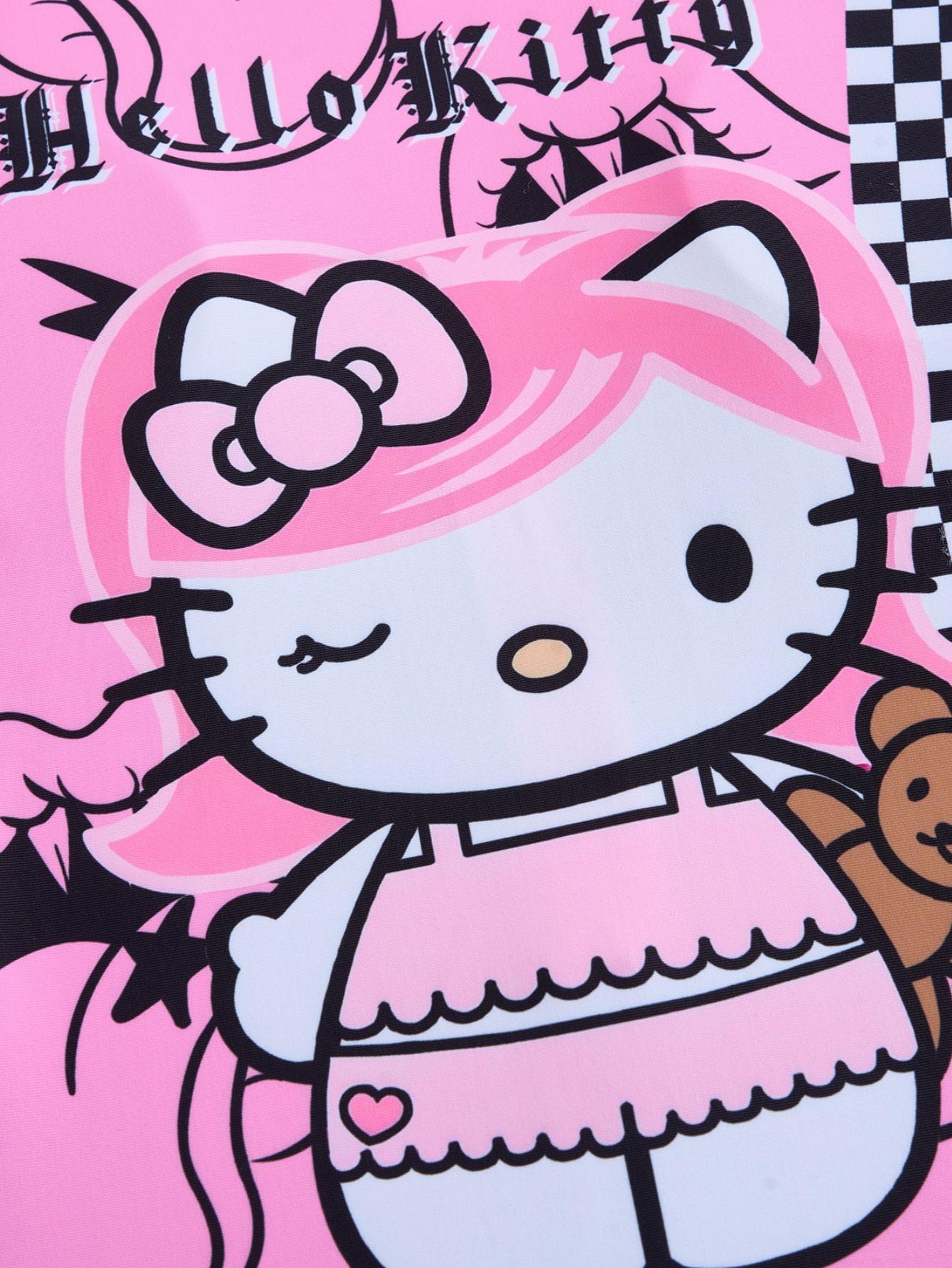 [Cute Cartoon Bikini] Sanrio Cute Cartoon 1pc/a set Gir Bikini - Small Breast Gathers Beach Vacation Style SS69