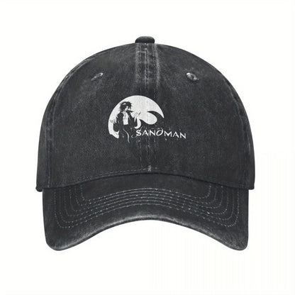 2025 NEW The Sandman Morpheus Baseball Cap - Black Polyester, Distressed Look, Adjustable Strap, Ideal for Golf & Beach Outings, Beach Bag Hat|Vintage Baseball Cap|Distressed Look Hat SS69 20.69 Black