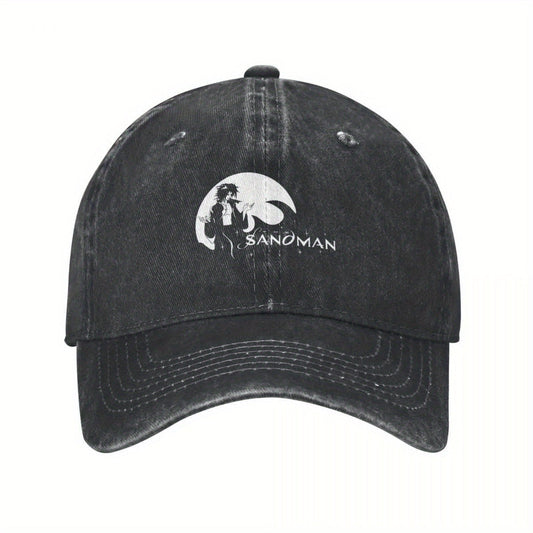 2025 NEW The Sandman Morpheus Baseball Cap - Black Polyester, Distressed Look, Adjustable Strap, Ideal for Golf & Beach Outings, Beach Bag Hat|Vintage Baseball Cap|Distressed Look Hat SS69 20.69 Black
