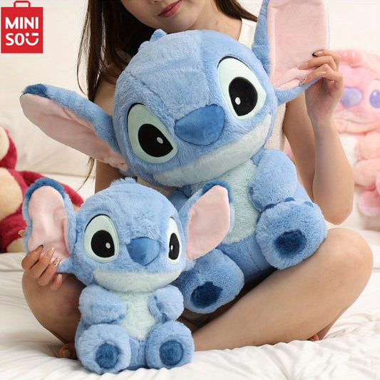 Miniso Disney Stitch Sitting Doll Plush Doll Disney Basic Series Medium Sitting Doll Kawaii Home Bedroom Sofa Accessories Collectible Dolls Gift Ornament Party Favors