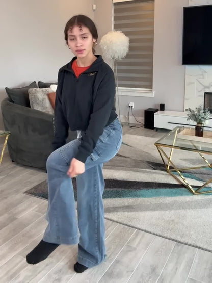 2025 New Style Women'S Leisure Straight-leg Jeans With Laces And Multiple Pockets. Casual Fashion Denim Fabric Sweatpants Jeans Fit Womenswear - SS69 