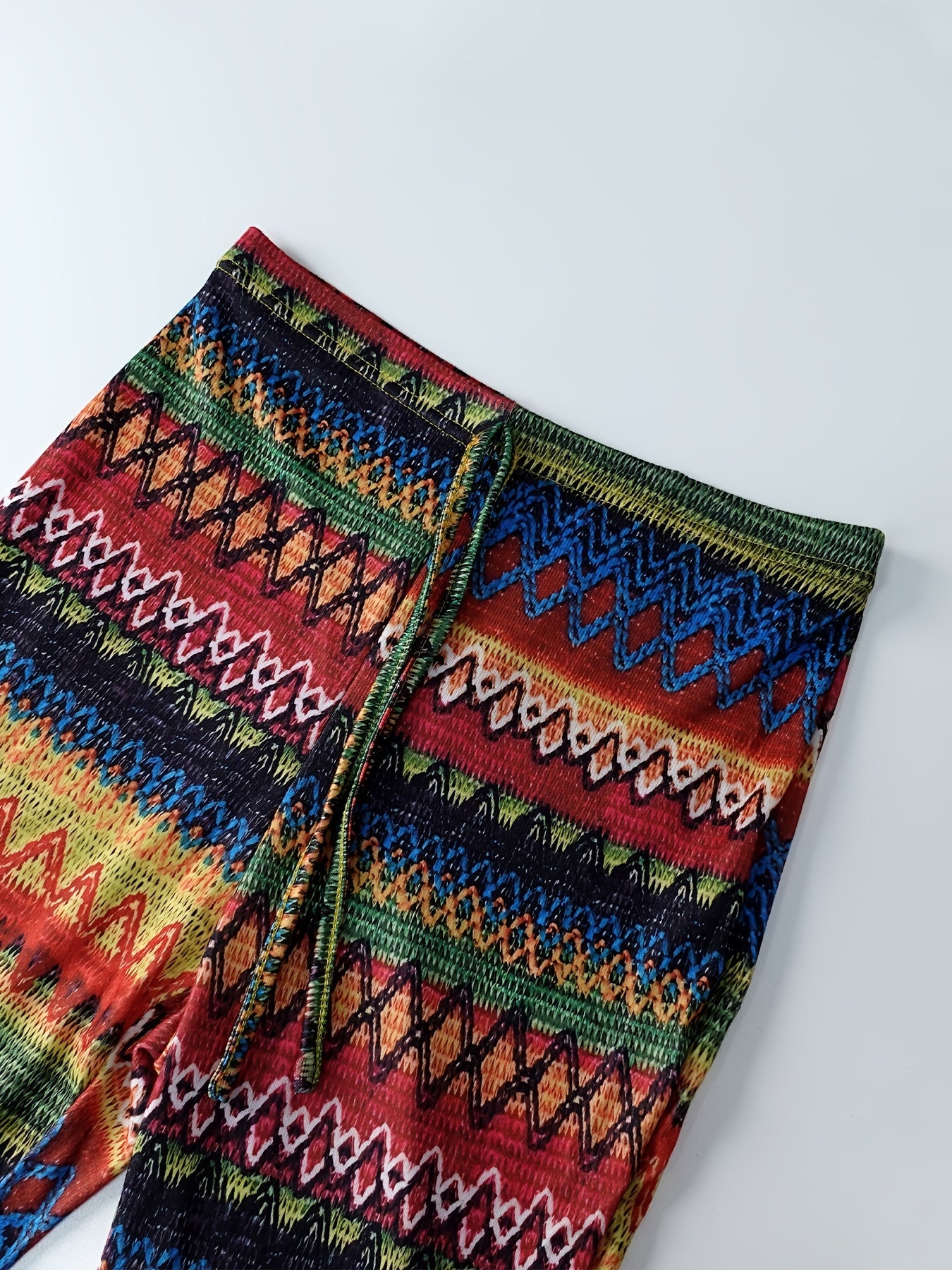 Women's Colorful Geometric Print Stretch Leggings - Vibrant High-Waisted Tight Fit Casual Pants, Machine Washable Polyester, All-Season Wear for Everyday Style, Stylish Leggings | Geometric Leggings | Durable Fabric, High Wai SS69